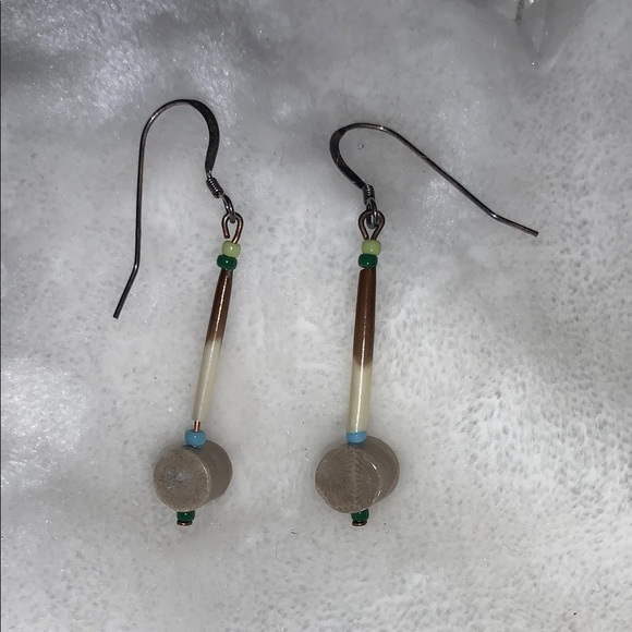 Elegant Brown and Cream Dangle Earrings by Linda Michaels - Picture 1 of 1